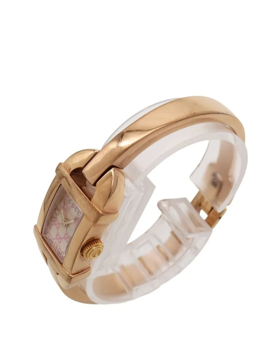 Gucci Bangle Watch Pink Shell Dial Sherry Line Pgp Quartz